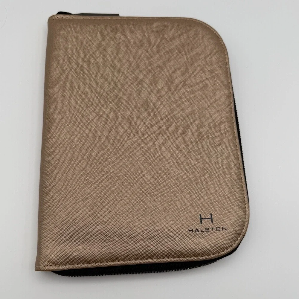 Halston Zip Around Travel Jewelry Organizer Case Faux Leather Storage Portfolio